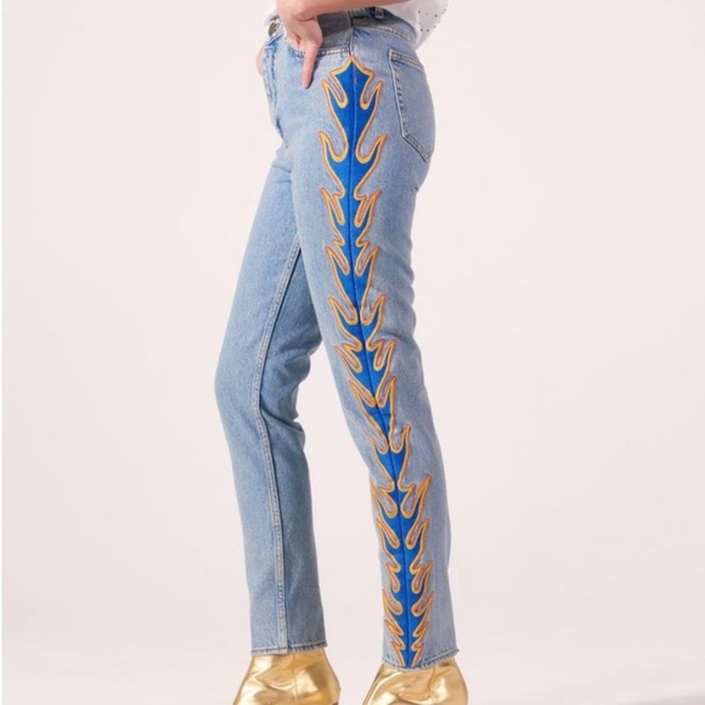 Sandro Flame Embroidered Jeans - Size 2-4